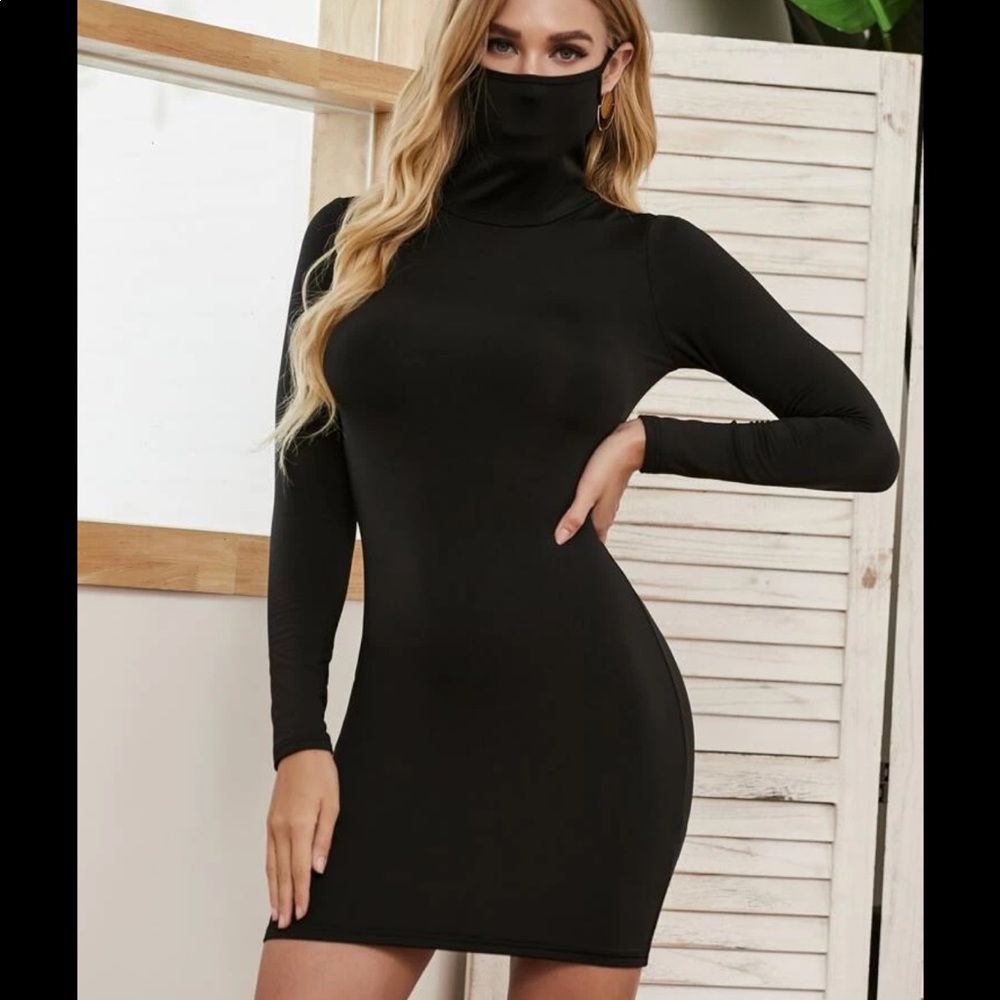SHEIN NEW high neck mask fitted dress